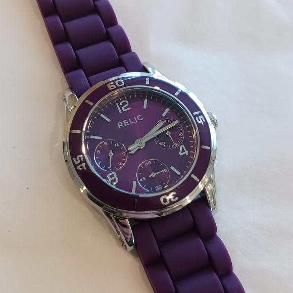 Relic Accessories - Relic purple silicon strap watch.